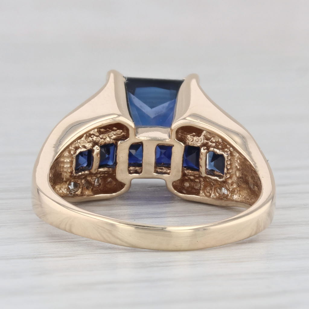 Light Gray 5.20ctw Lab Created Blue Sapphire Diamond Ring 10k Yellow Gold Size 9.5