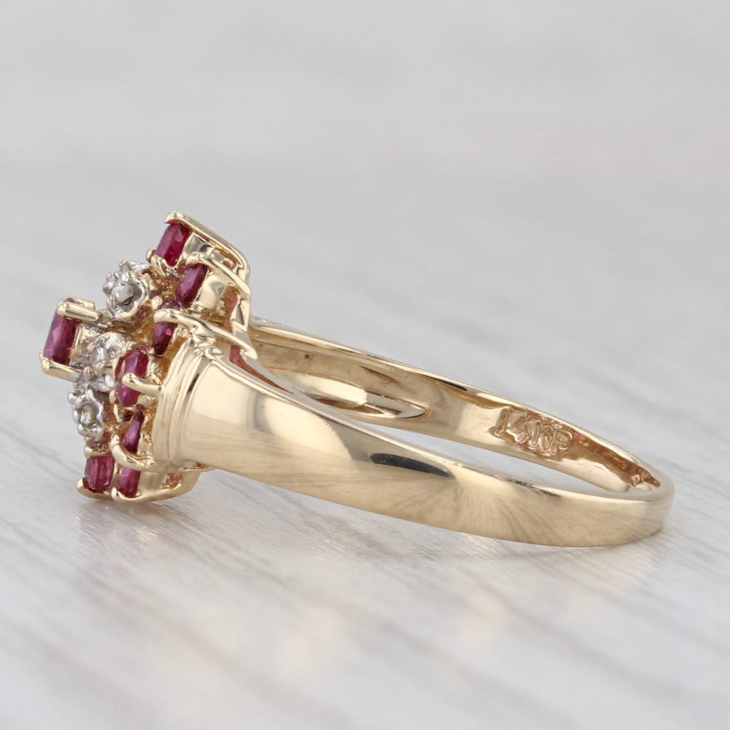 Light Gray 0.60ctw Ruby Diamond Halo Ring 14k Yellow Gold Size 7.5