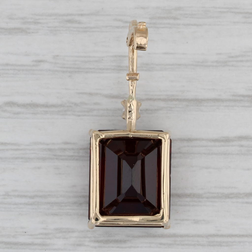 Gray 7.05ct Garnet Solitaire Pendant 14k Yellow Gold Clip Bail Enhancer
