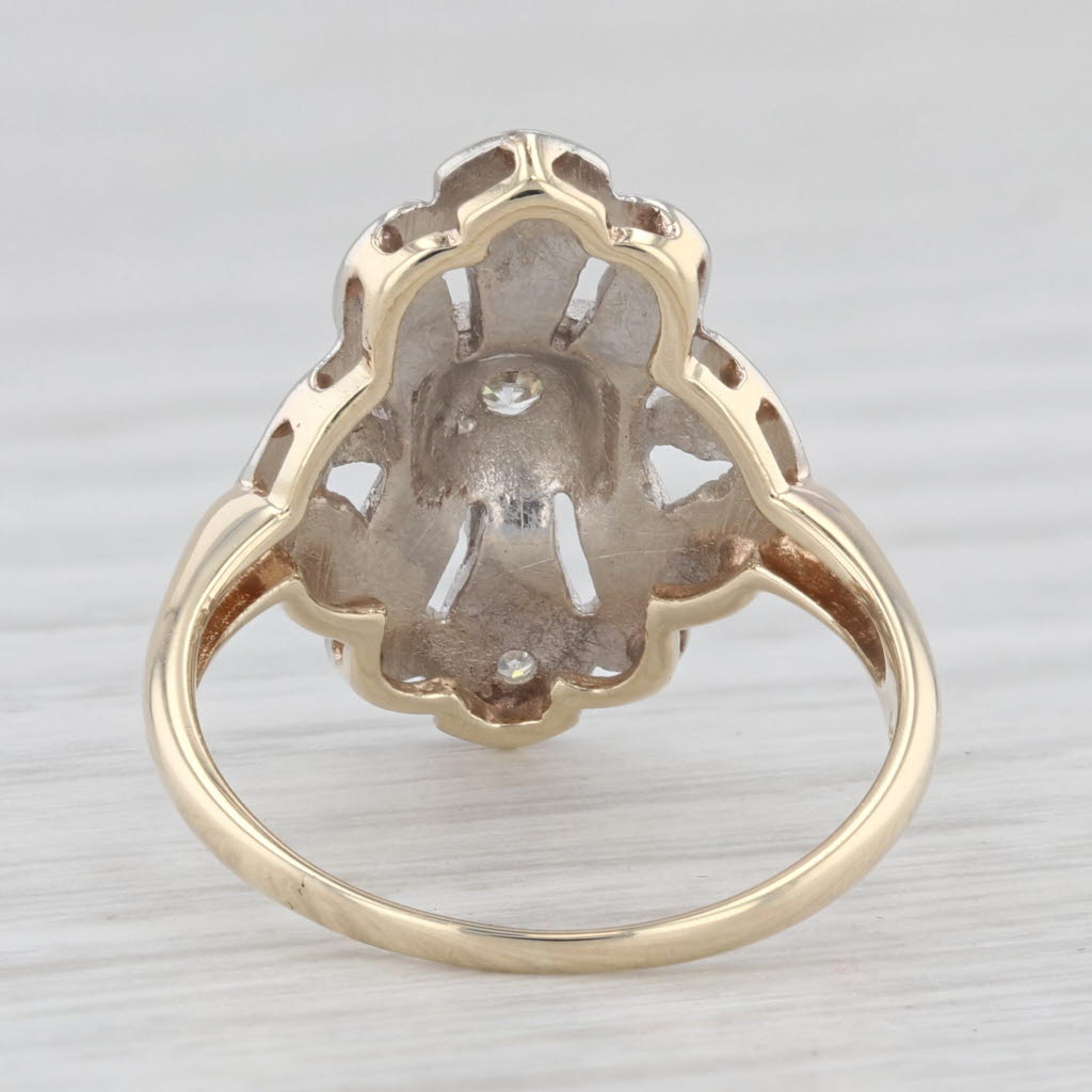 Light Gray Vintage Diamond Ring 14k White Yellow Gold Size 5