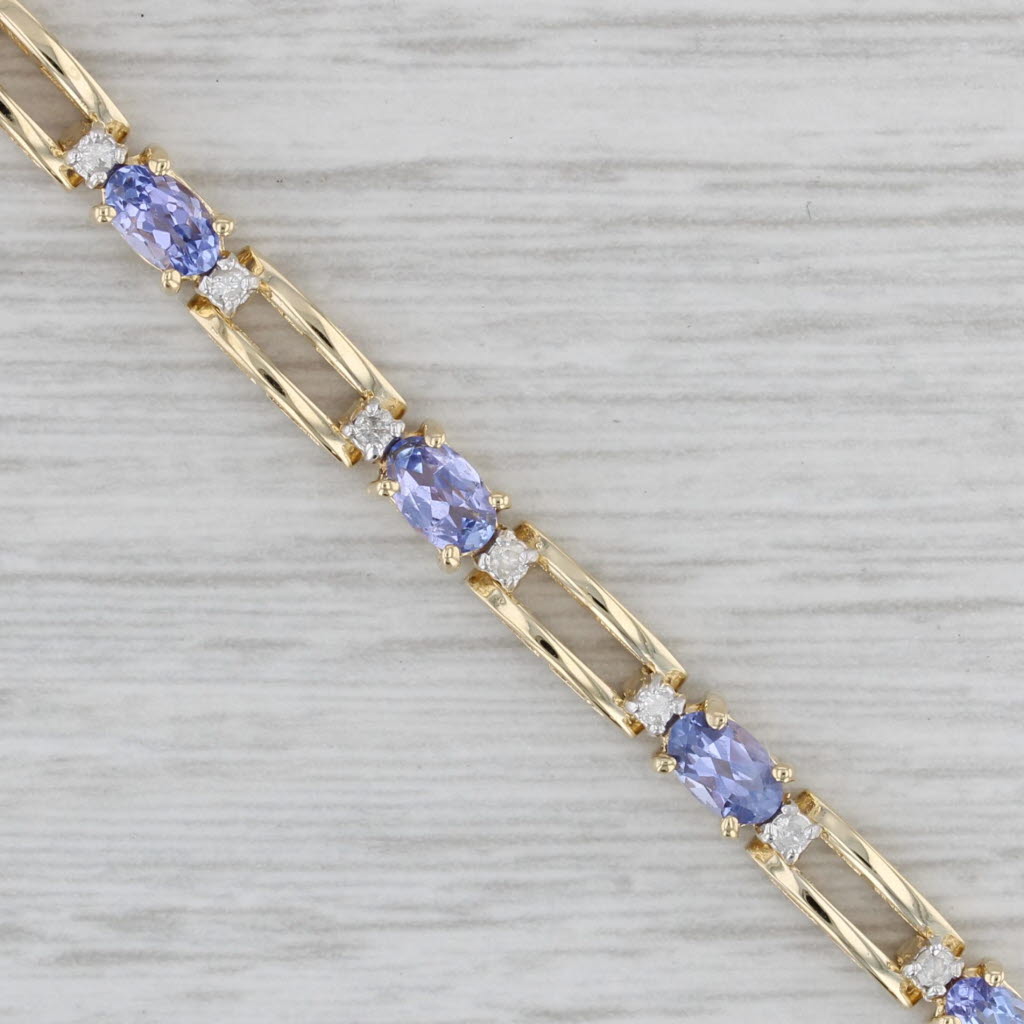 Gray 3.25ctw Tanzanite Diamond Tennis Bracelet 14k Yellow Gold 7" 4mm