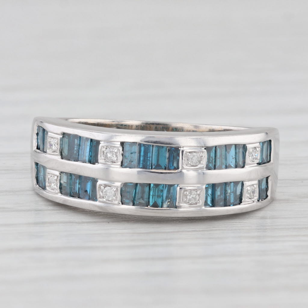 Light Gray 0.66ctw Blue White Diamond Ring 14k White Gold Size 7 Wedding Anniversary Band