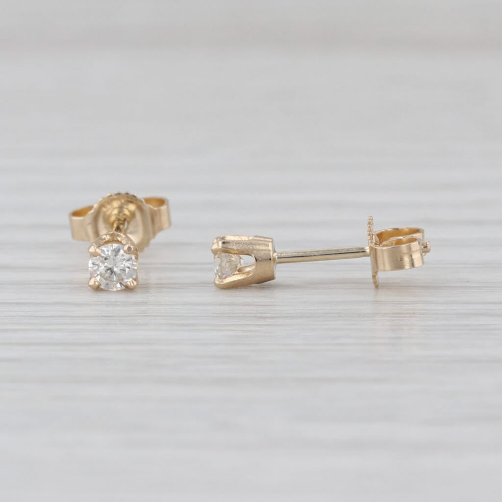0.19ctw Round Brilliant Diamond Stud Earrings 14k Yellow Gold Solitaire Studs