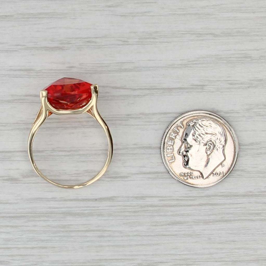 8.40ct Red Orange Lab Created Sapphire Ring 10k Yellow Gold Size 7 Solitaire