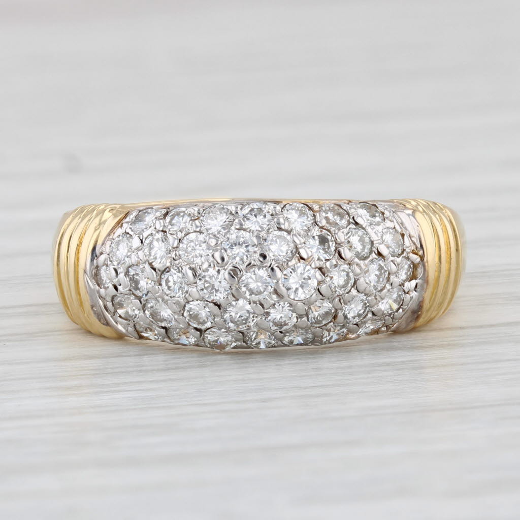 Light Gray 0.80ctw Pave Diamond Ring 18k Yellow Gold Size 8.5 Wedding Band