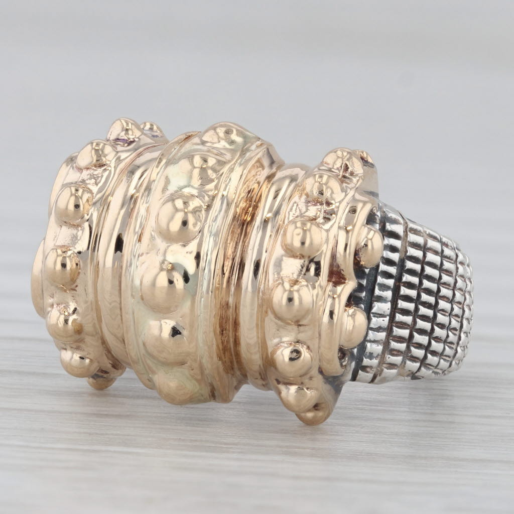 Gray Alwand Vahan 2-Toned Statement Ring 14k Yellow Gold Sterling Silver Size 5.5