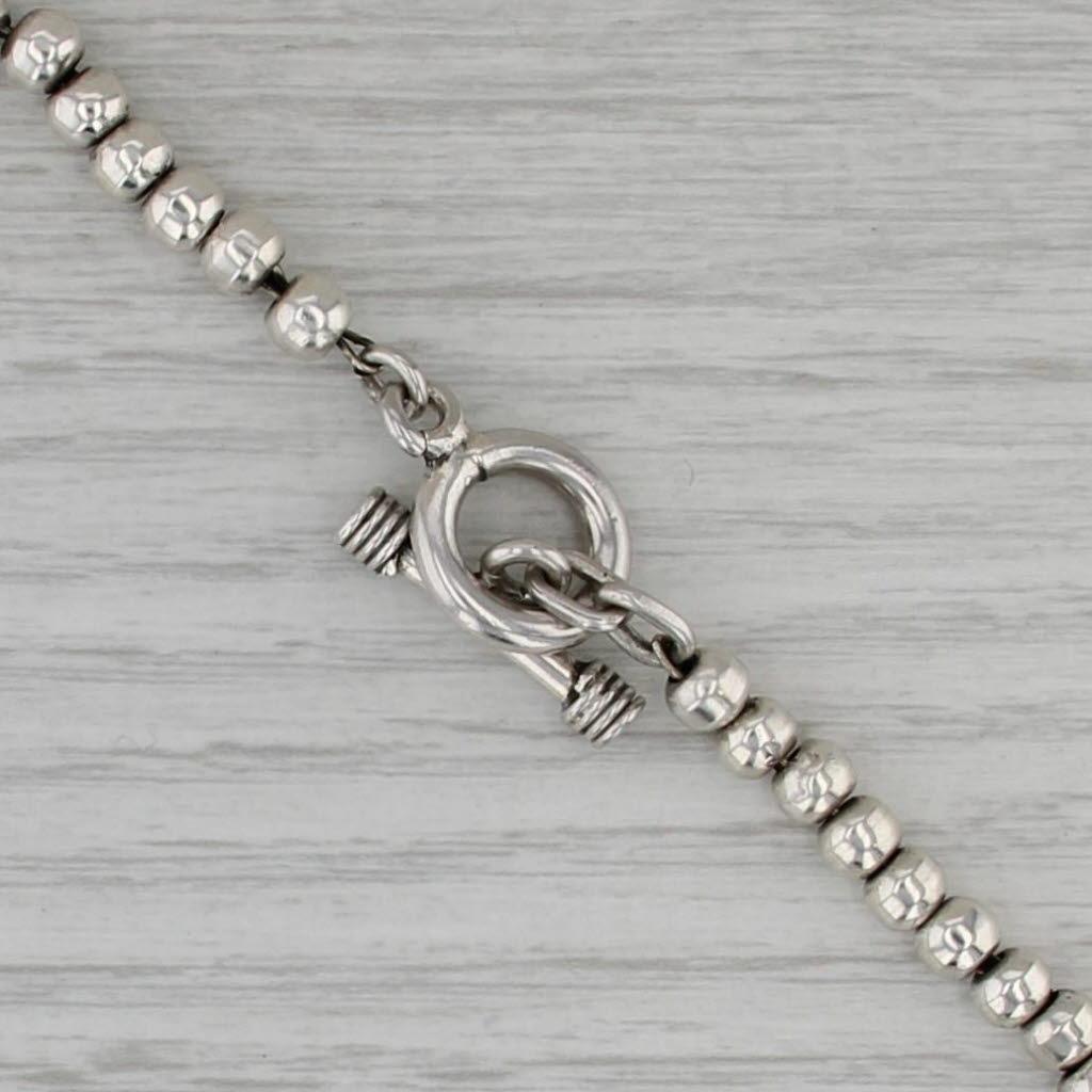 Bead Necklace Toggle Clasp Sterling Silver 17" 5mm