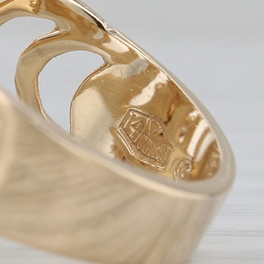 Tan 0.61ctw Rolling Spinning Diamond Swirl Ring 14k Yellow Gold Size 6.25