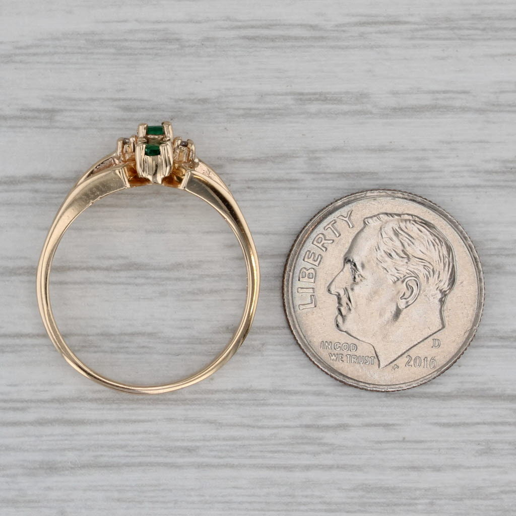 Gray 0.29ctw 3-Stone Emerald Diamond Ring 14k Yellow Gold Size 7
