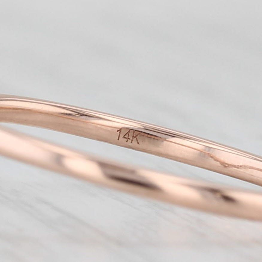 Light Gray Brilliant Earth Lunette 0.10ctw Diamond Ring 14k Rose Gold Stackable w/ Box