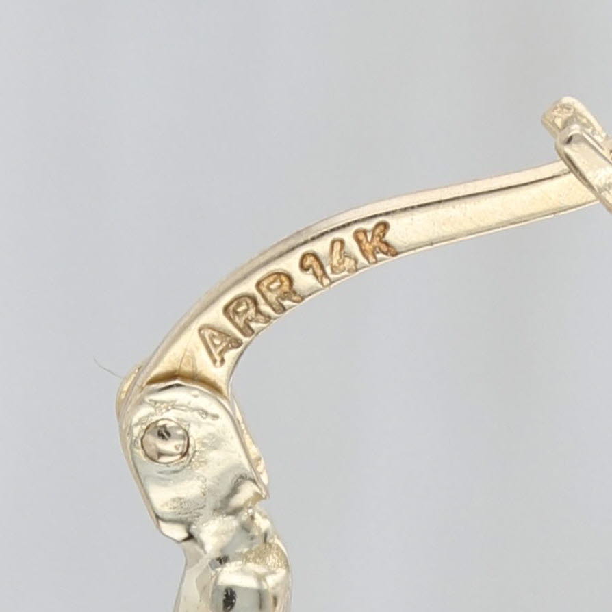 Round Hoop Earrings 14k Yellow Gold Snap Top Hoops 27.2 x 3.7mm