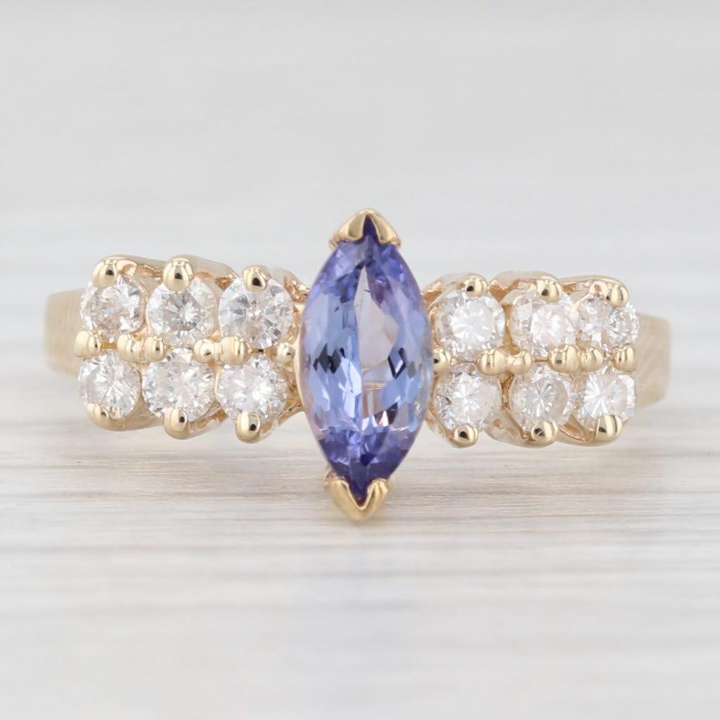 Light Gray 1.06ctw Marquise Tanzanite Diamond Ring 14k Yellow Gold Size 6.75