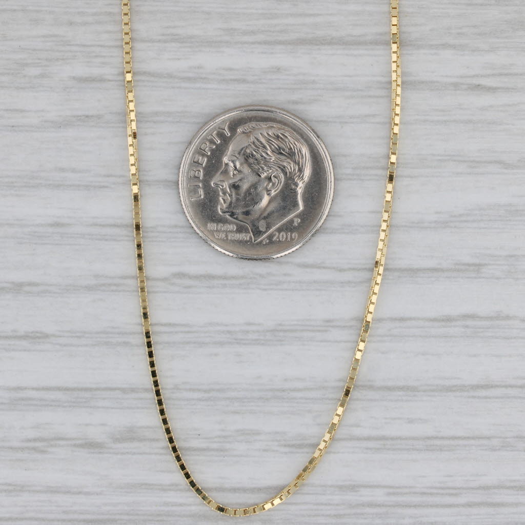 Gray New Box Chain Necklace 10k Yellow Gold 20" 0.9mm