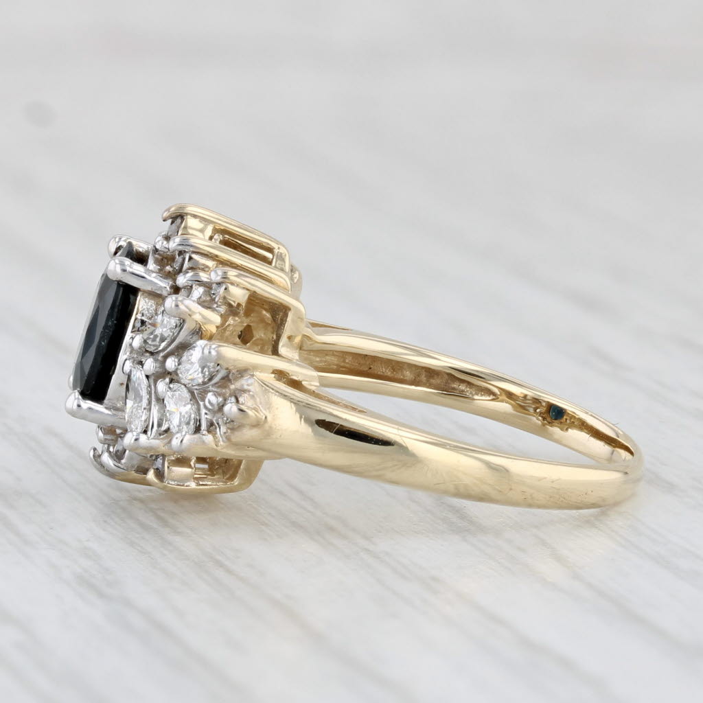 Light Gray 1.81ctw Oval Blue Sapphire Diamond Ring 14k Yellow Gold Size 6.5 Engagement