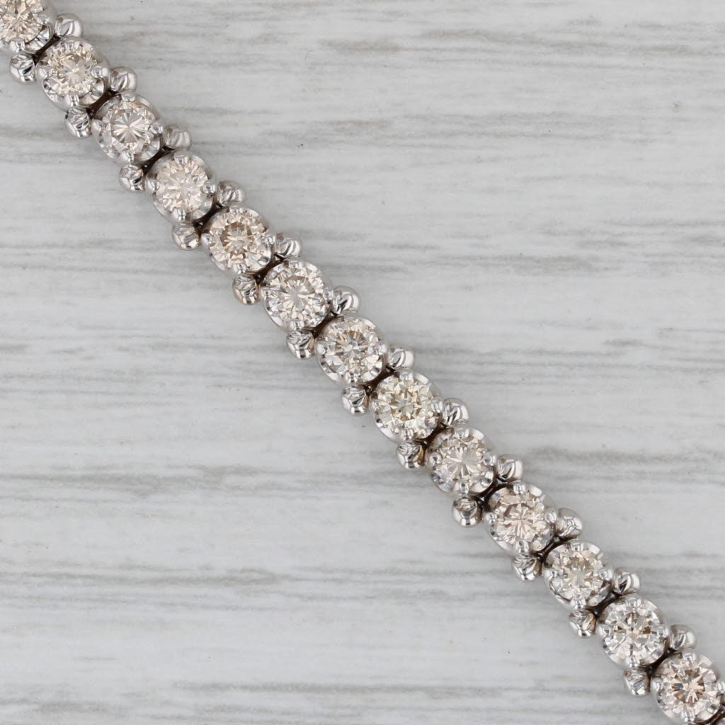 Gray 4ctw Champagne Diamond Tennis Bracelet 14k White Gold 7.25" 5mm