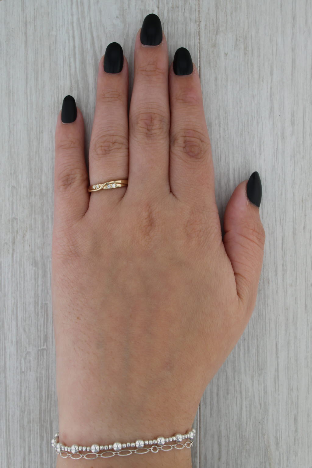 Diamond Crossover Wedding Band 14k Yellow Gold Size 7 Stackable Ring