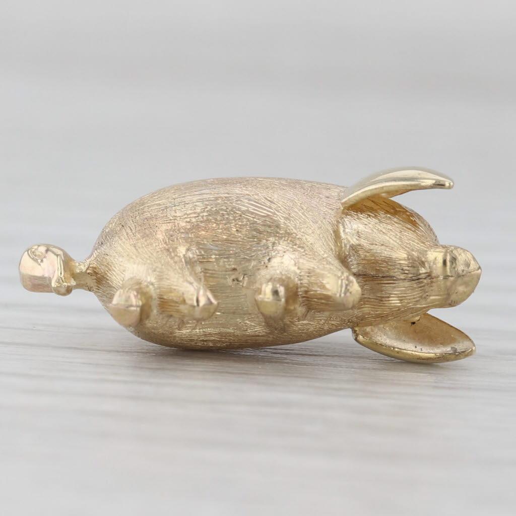 Gray Cute Little Pig Piglet Charm 9k Yellow Gold Pendant