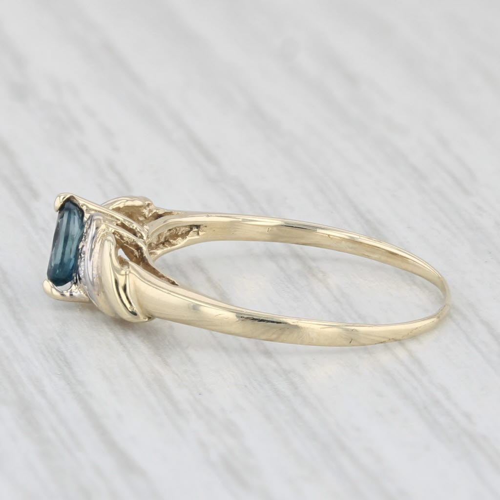 Light Gray 0.22ctw Marquise Blue Sapphire Diamond Ring 10k Yellow Gold Size 5.5