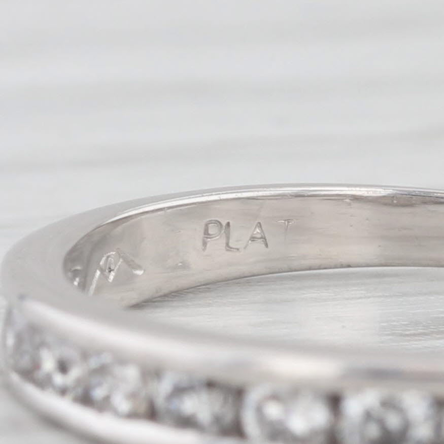 Light Gray 0.45ctw Diamond Wedding Band Platinum Stackable Anniversary Ring Size 7