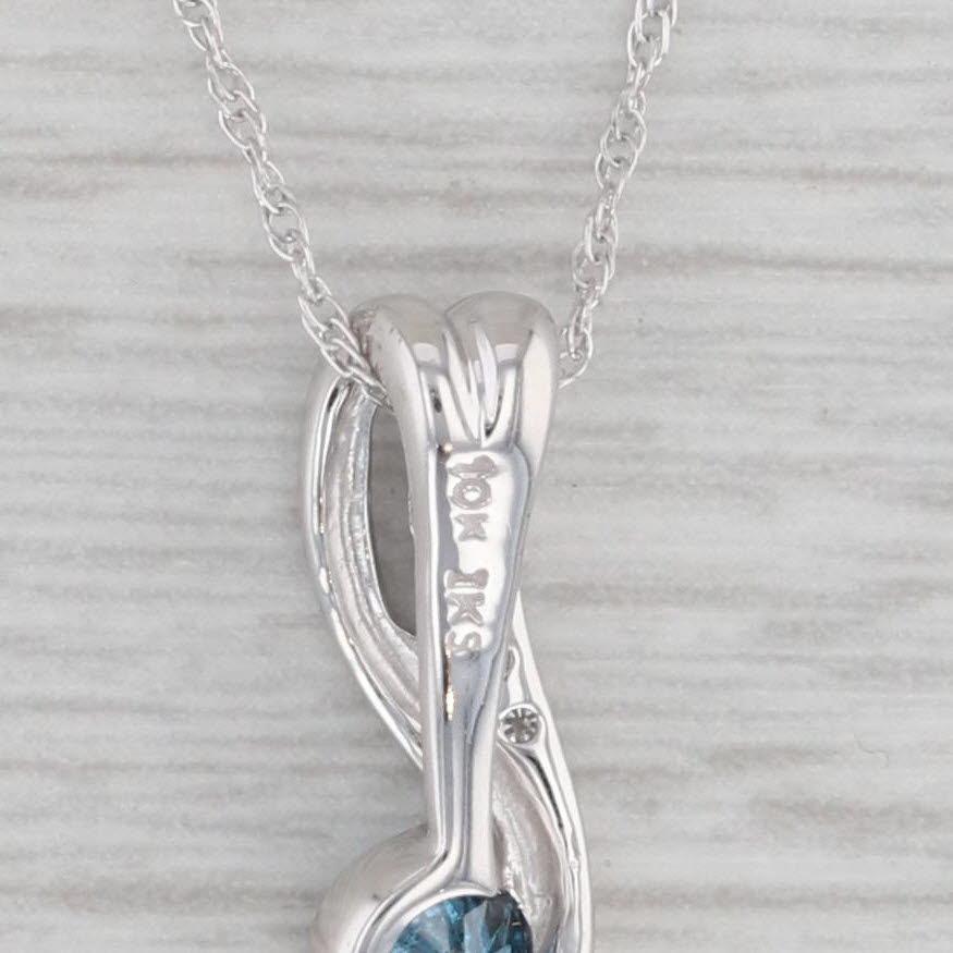 Gray 0.24ctw Blue White Diamond Pendant Necklace 10k White Gold 18" Rope Chain