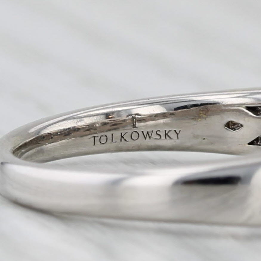 Tolowsky 1.90ctw Diamond Engagement Ring 14k White Gold Size 6.75 GIA
