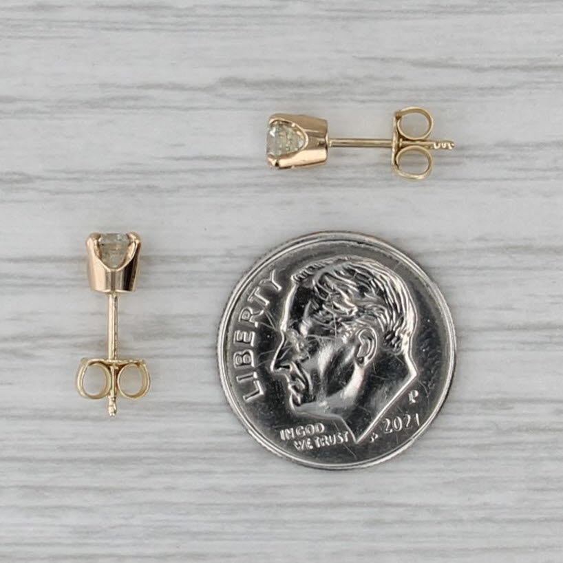 0.56ctw Diamond Stud Earrings 14k Yellow Gold Small Round Solitaire Studs