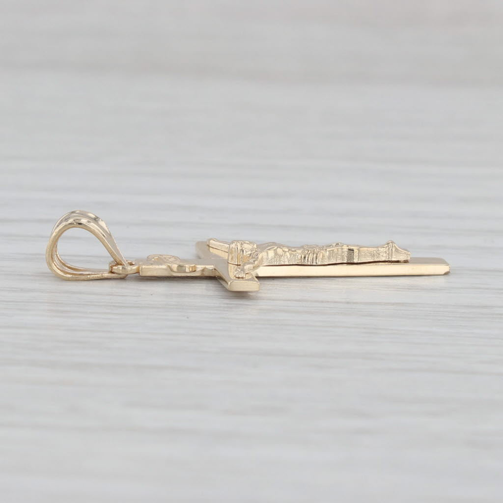 Light Gray Crucifix Cross Pendant 14k Yellow Gold Religious Jewelry Figural