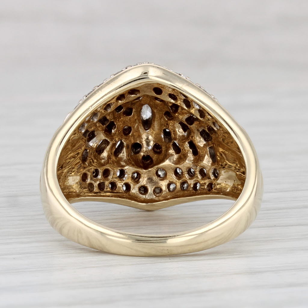 Light Gray 0.87ctw Diamond Cluster Ring 10k Yellow Gold Size 7.25