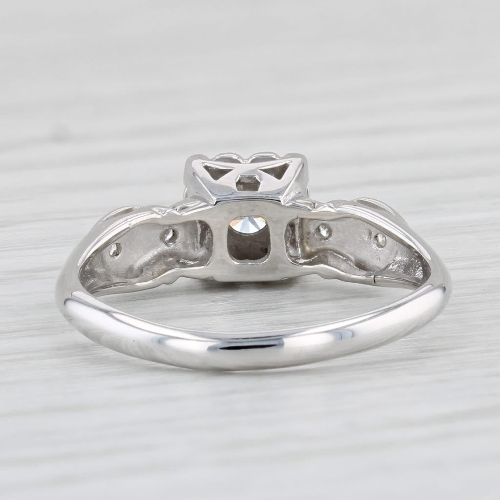 Light Gray Vintage 0.18ctw Diamond Engagement Ring 14k White Gold Size 5.75