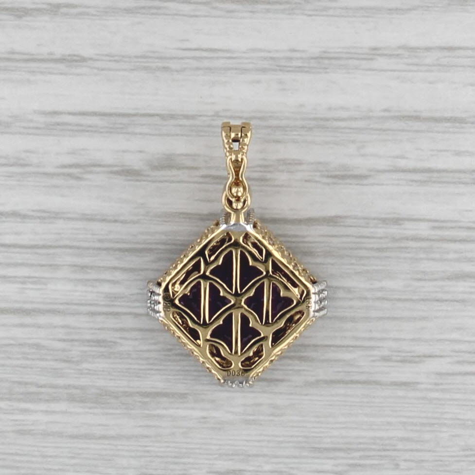 7.50ctw Amethyst Diamond Pendant 18k Yellow White Gold Enhancer Clip Bail