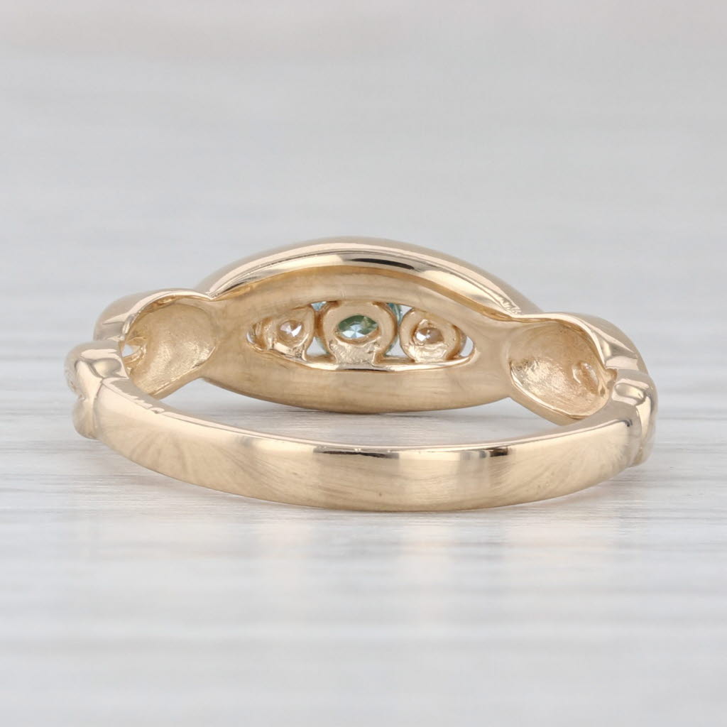 Light Gray 0.27ctw Blue White Diamond Ring 14k Yellow Gold Size 7 Stackable Round 3-Stone