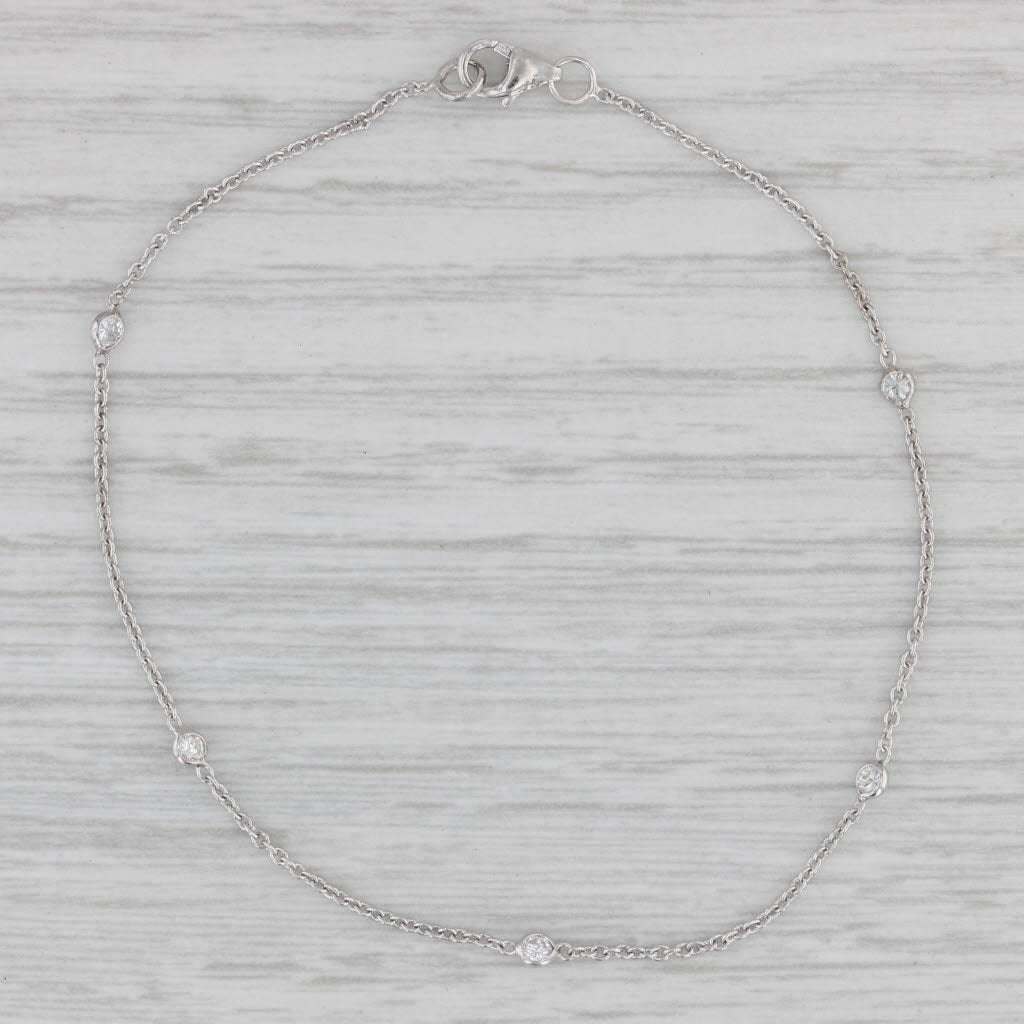 Gray New 0.16ctw Diamond By The Yard Station Bracelet 14k White Gold Adjustable Chain