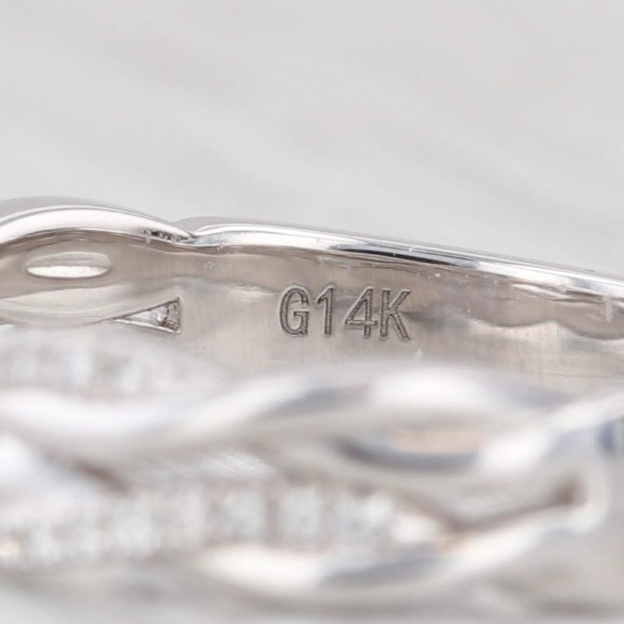 Light Gray New 0.10ctw Diamond Ring 14k White Gold Wedding Band Stackable Anniversary 6.25