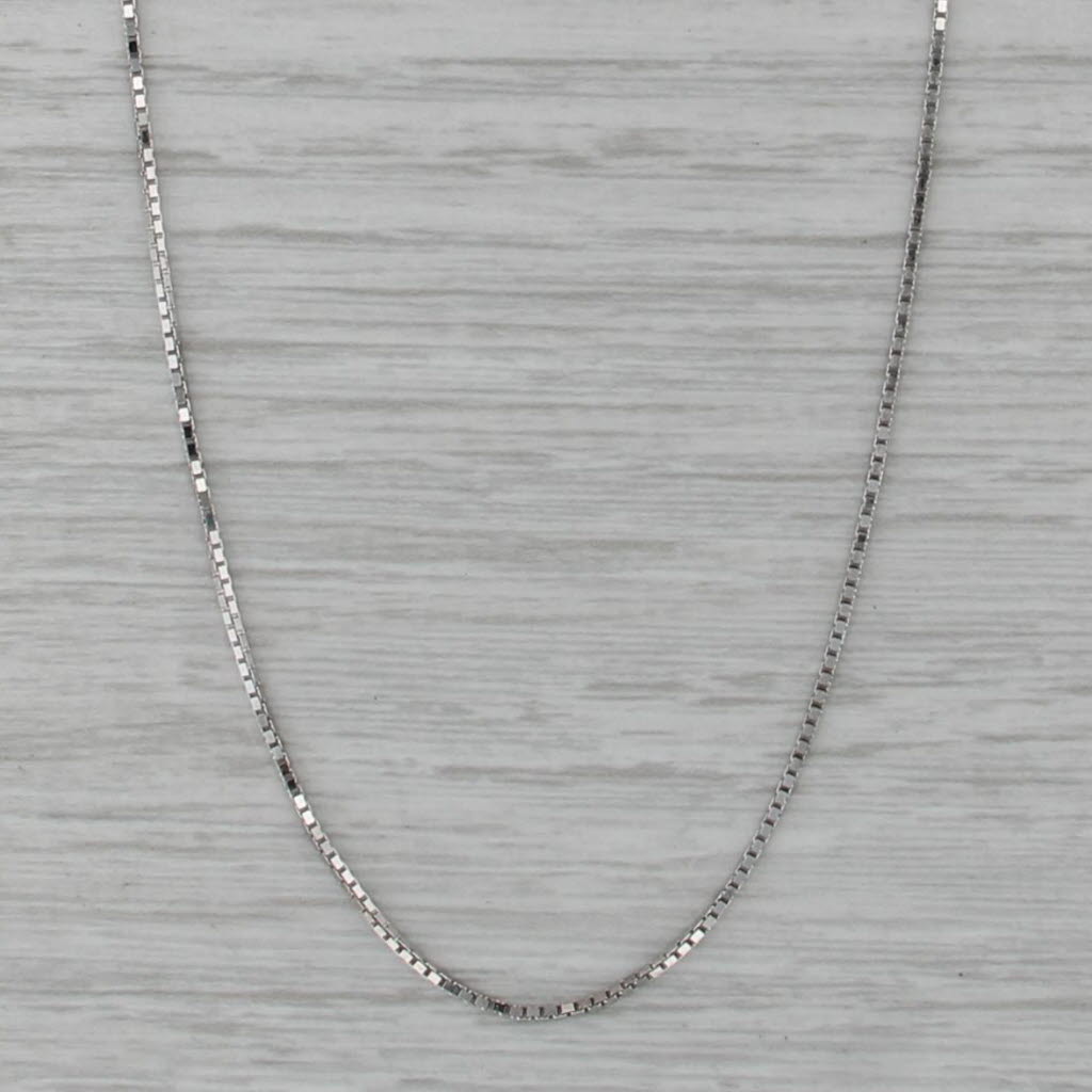 Box Chain Necklace 10k White Gold 16" 0.8mm