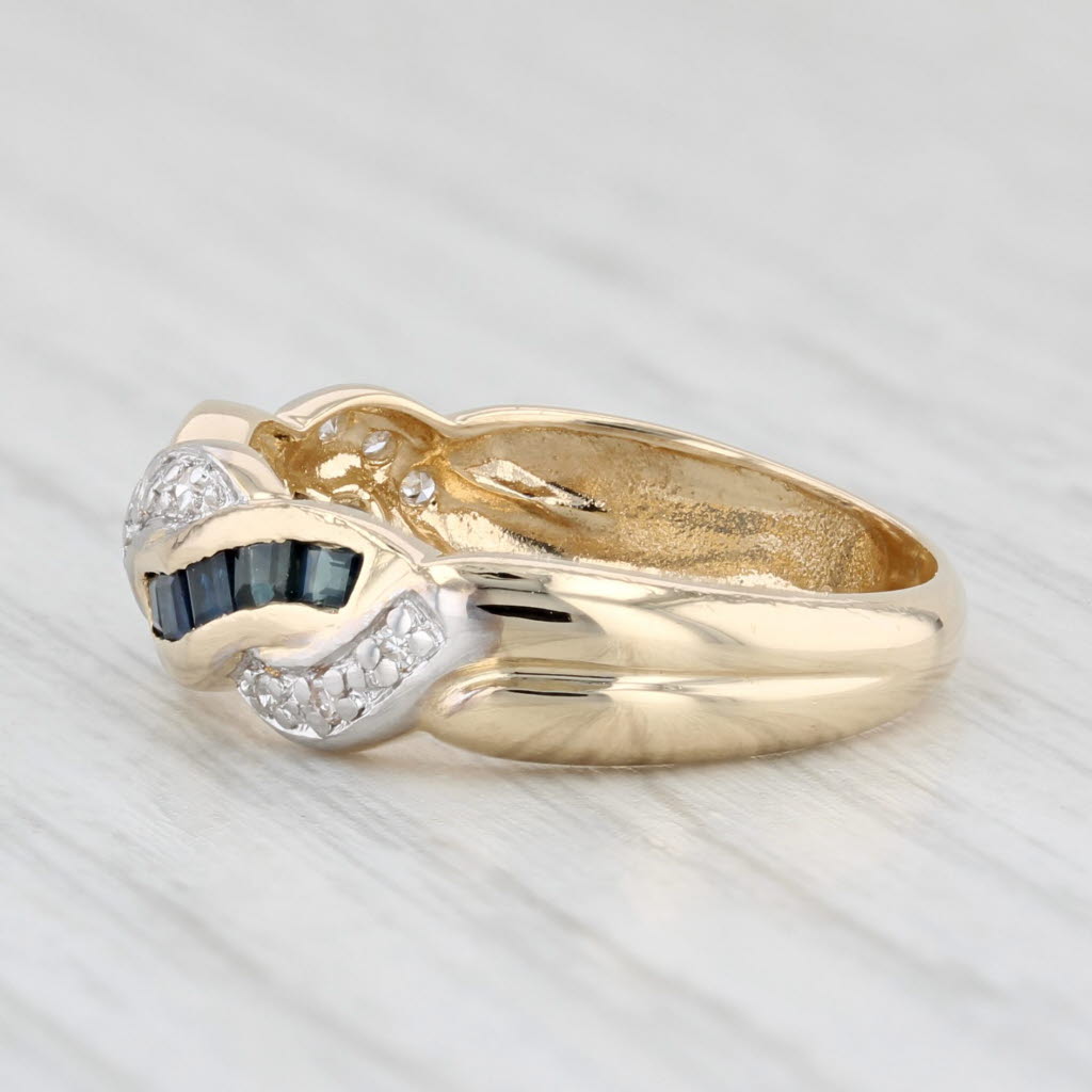 Light Gray 0.61ctw Blue Sapphire Diamond Woven Ring 14k Yellow Gold Size 6