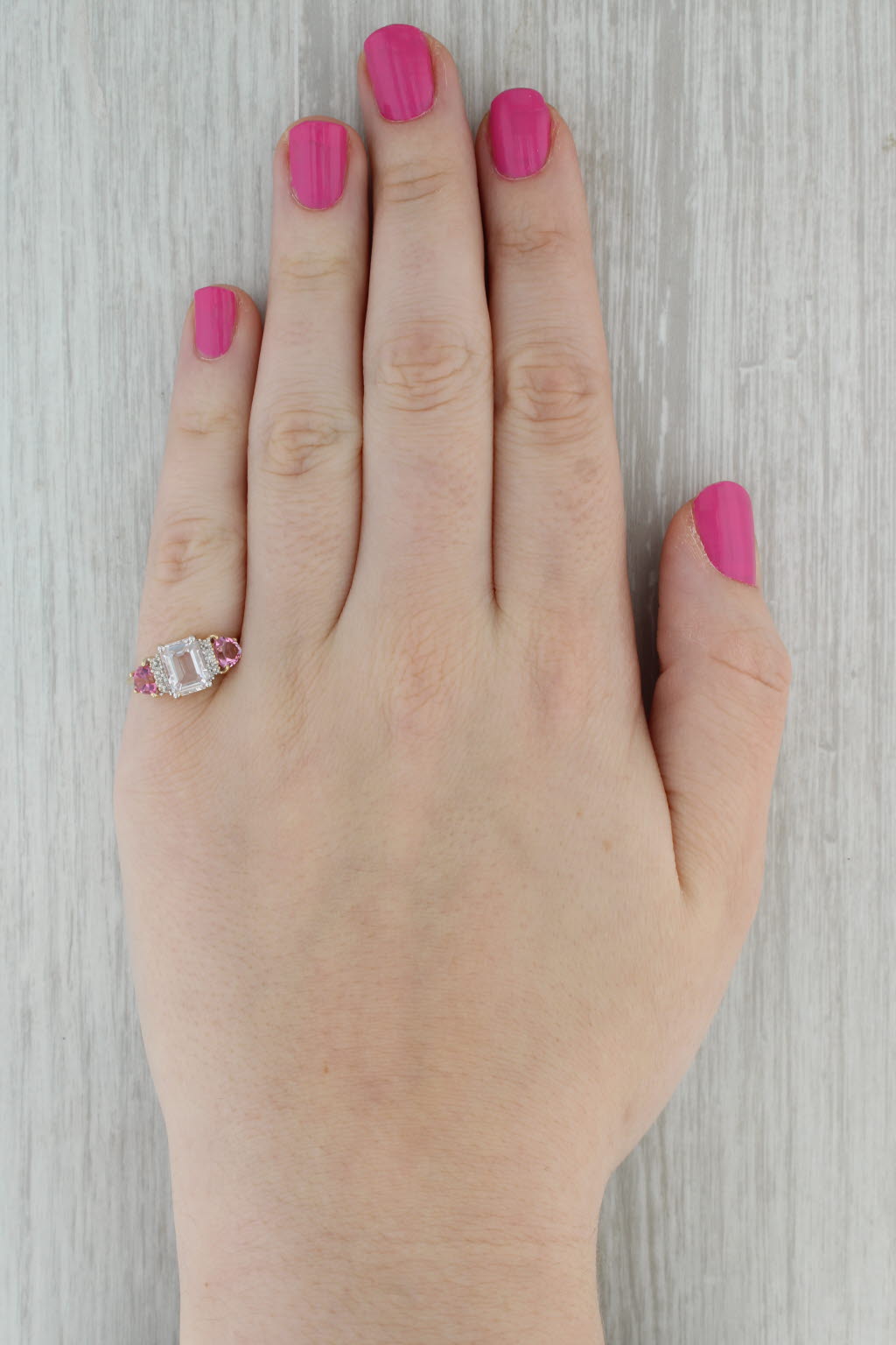 Dark Gray 3.12ctw White Topaz Pink Mystic Topaz Ring 10k Yellow Gold Size 7