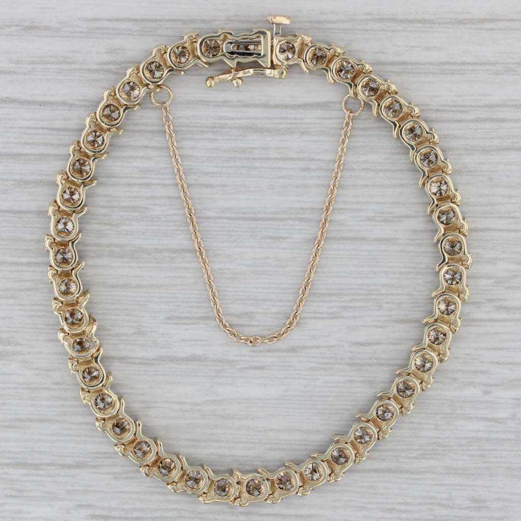 Gray 4.75ctw Diamond Tennis Bracelet 14k Yellow Gold Safety Chain 7"