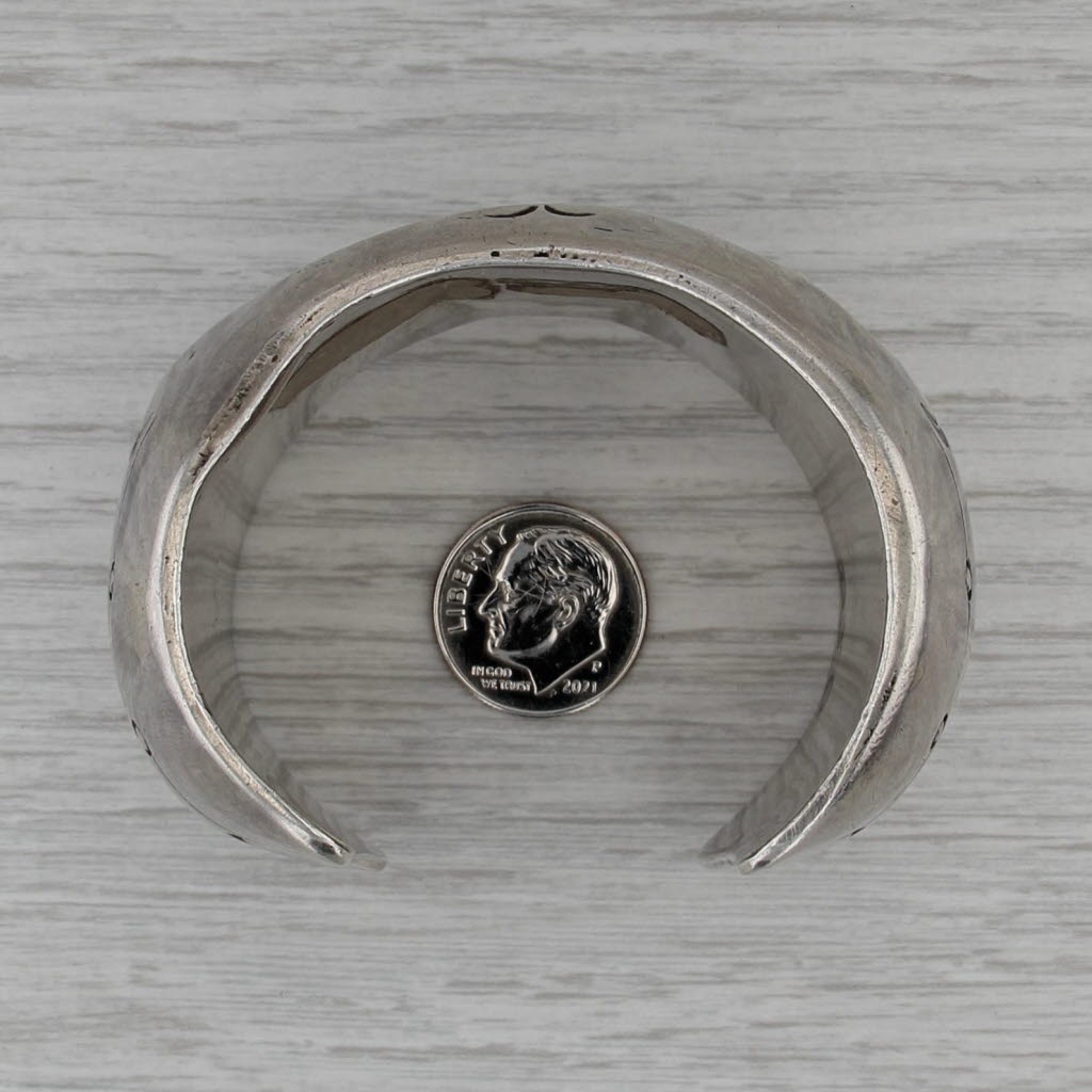 Vintage Native American Turquoise Large Cuff Bracelet Sterling Silver Stamped