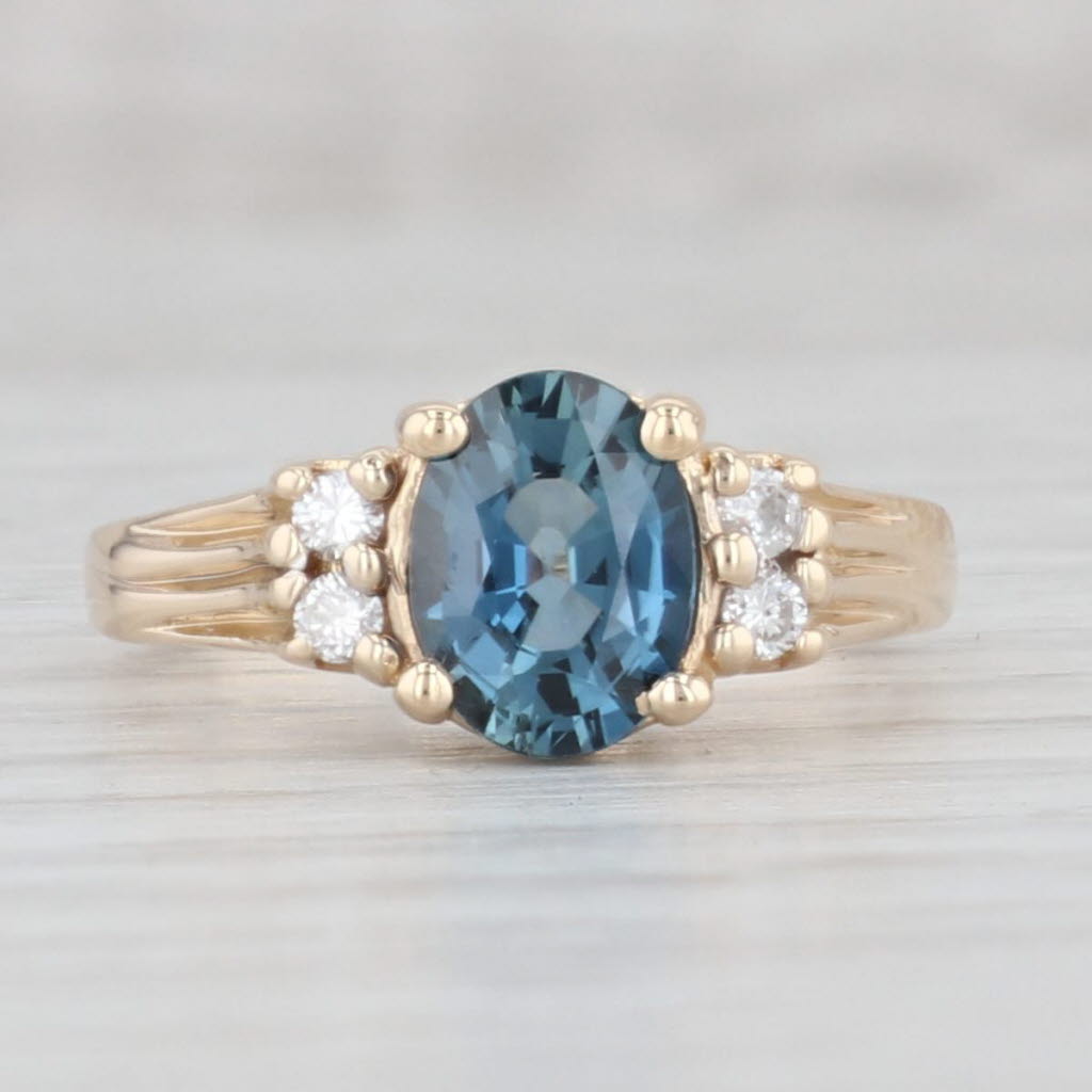 Light Gray 2.21ctw Oval Blue Sapphire Diamond Ring 14k Yellow Gold Size 6 Engagement