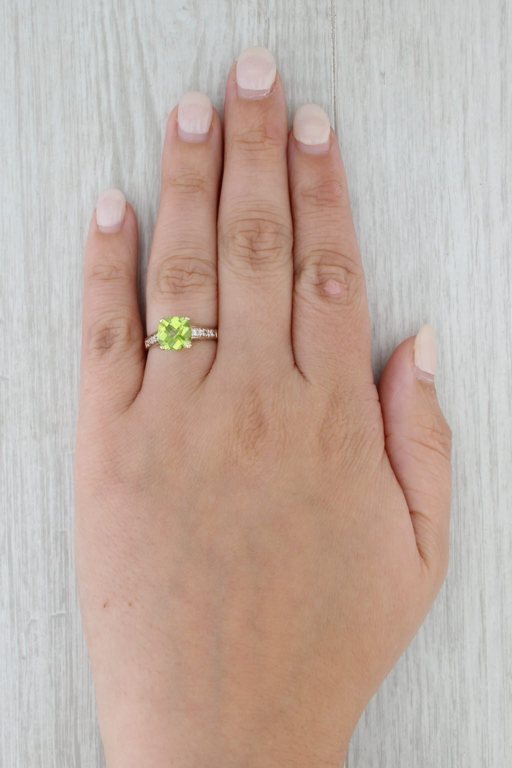 2.57ctw Peridot Diamond Ring 14k Yellow Gold Size 7.25