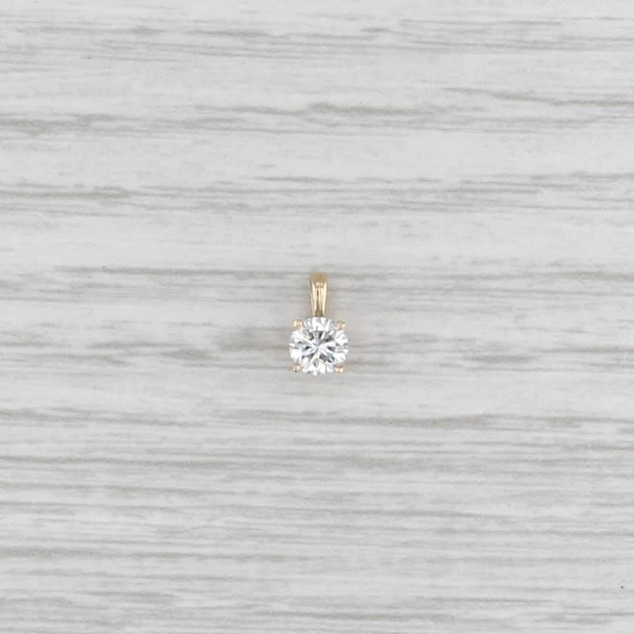 New 0.34ct G VS2 Diamond Round Solitaire Pendant 14k Yellow Gold Small Drop