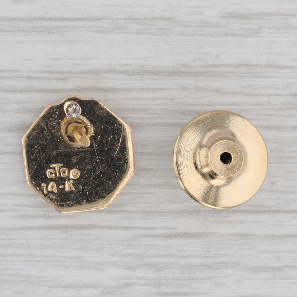Gray Bell System TW Co Service Pin 14k Yellow Gold Diamond Lapel