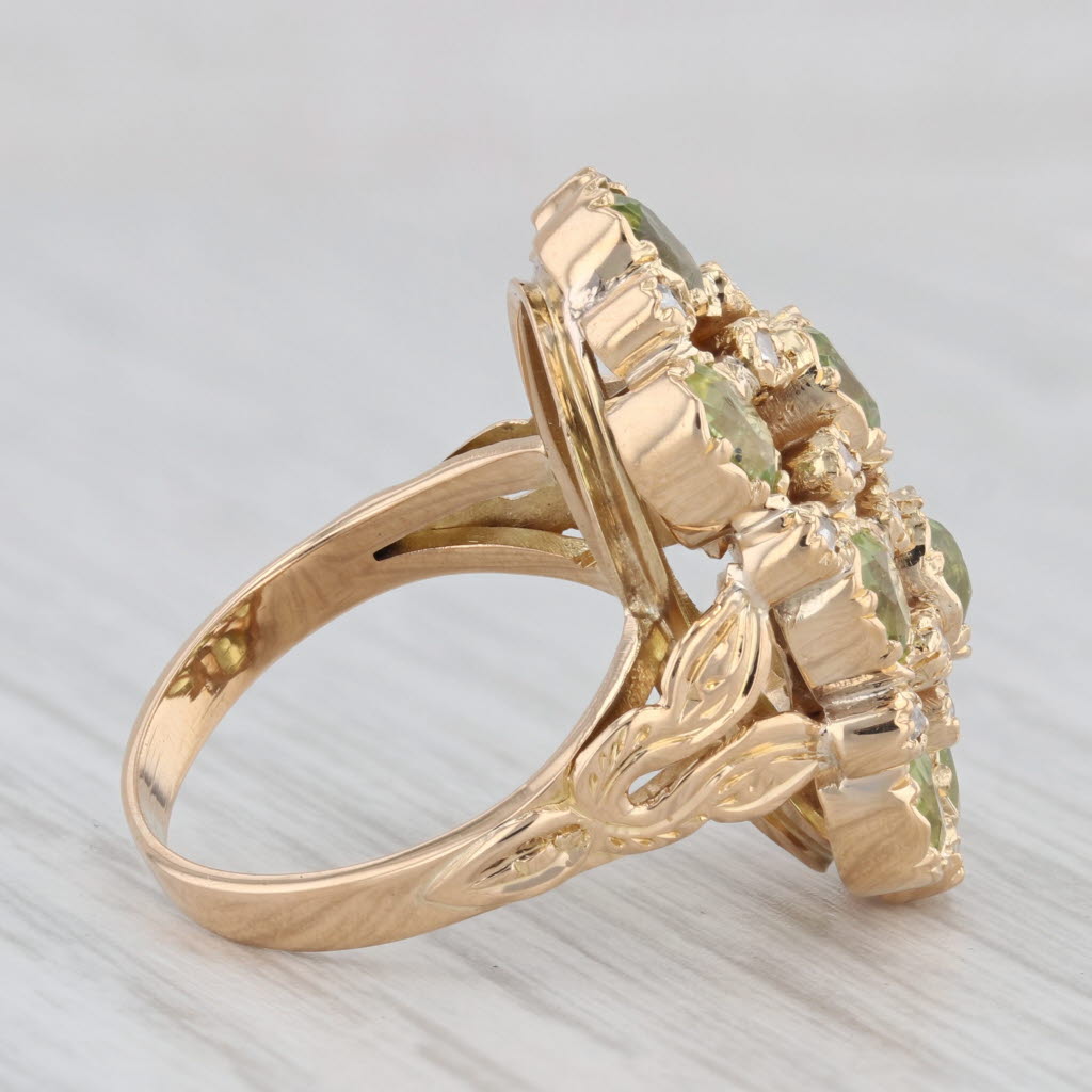 Gray 2.10ctw Peridot Diamond Cluster Cocktail Ring 800 Gold Size 6.25