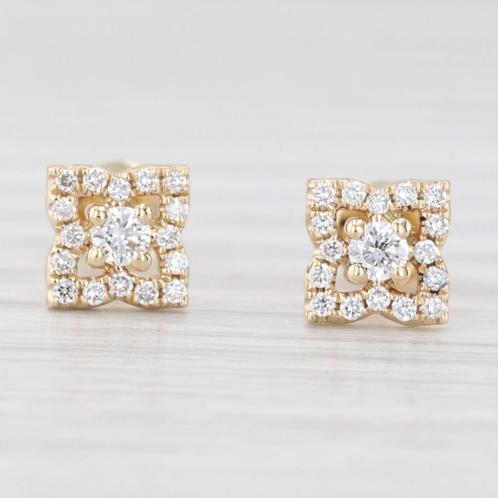 Light Gray New 0.24ctw Lab Grown Diamond Halo Stud Earrings 14k Yellow Gold