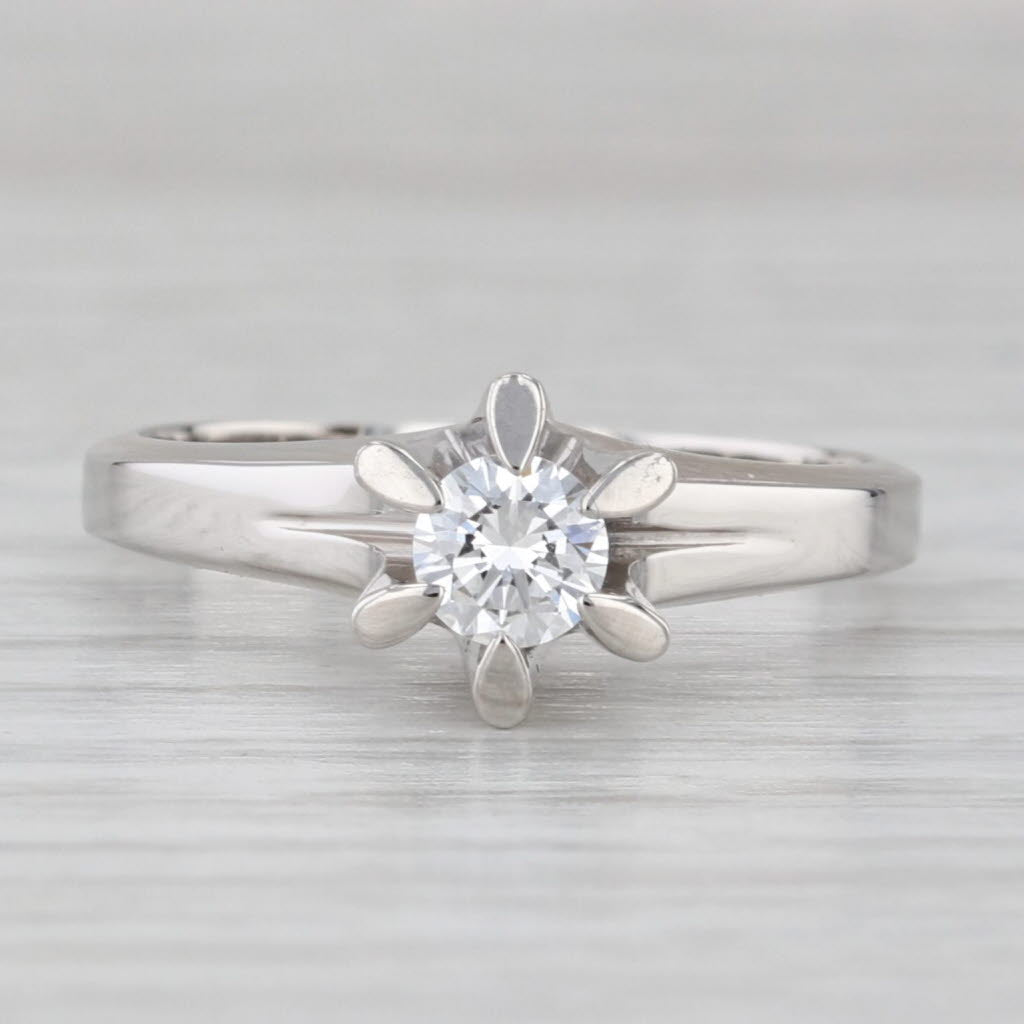 Gray 0.30ct Round Diamond Solitaire Engagement Ring 900 Platinum Size 7 COA Japan