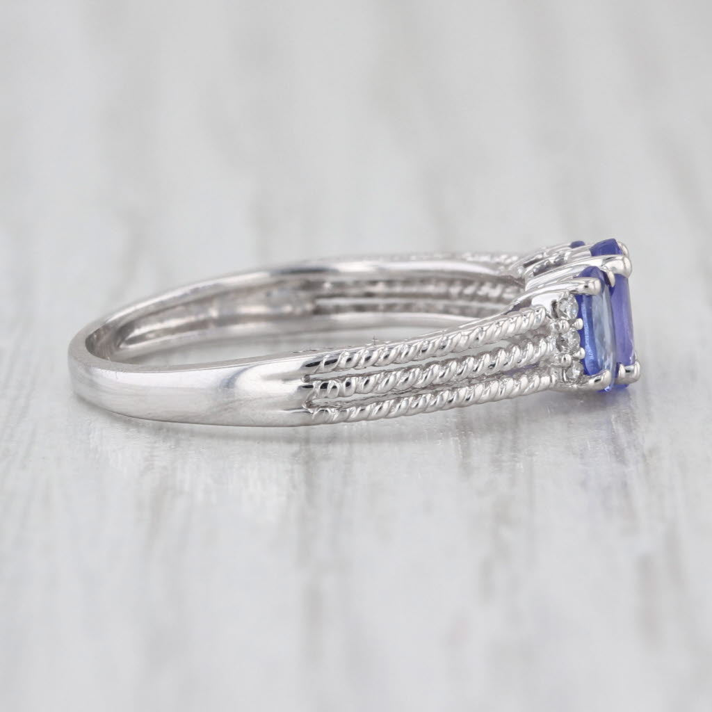 0.98ctw Tanzanite 3-Stone Diamond Ring 14k White Gold Size 7