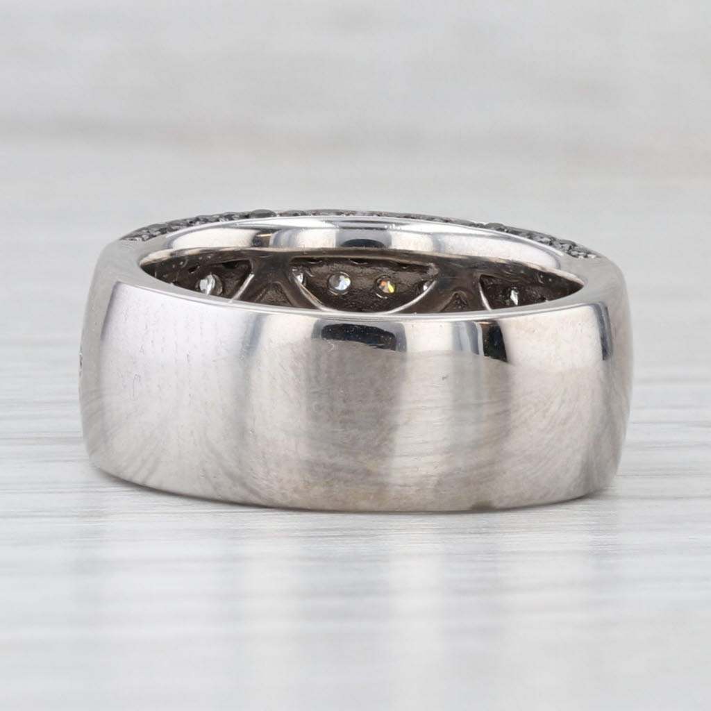 Light Gray 1.51ctw Black White Diamond Rows Ring 14k White Gold Size 6.75 Wide Band