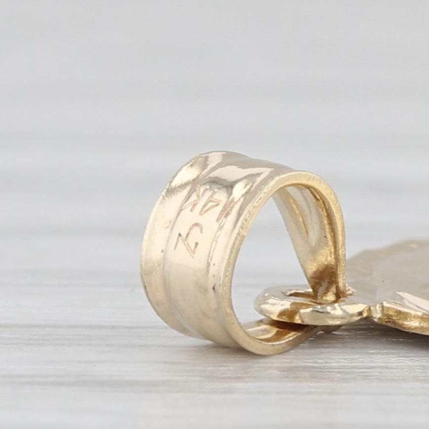 Guardian Angel Pendant 14k Yellow Gold Small Drop Winged Cherub Charm