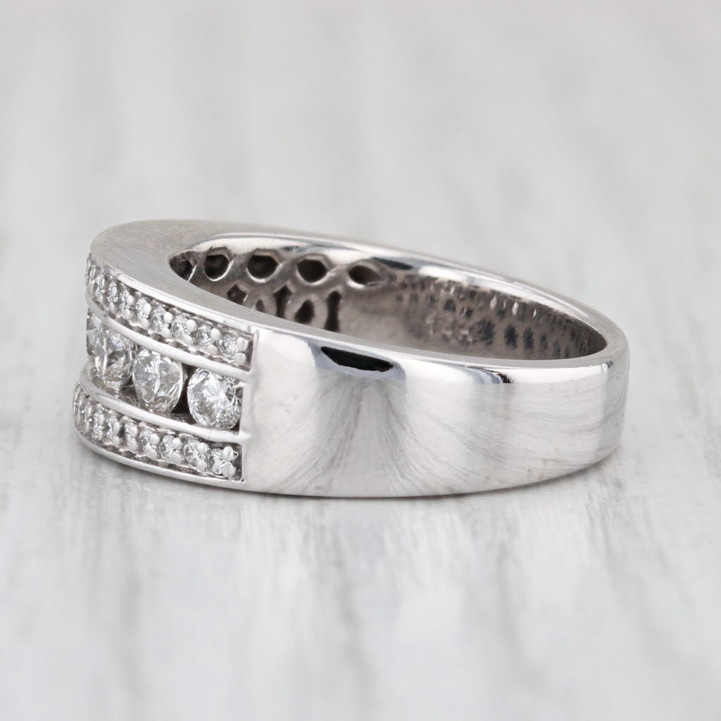 0.87ctw Diamond Wedding Anniversary Ring 14k White Gold Size 6.75-7 Band