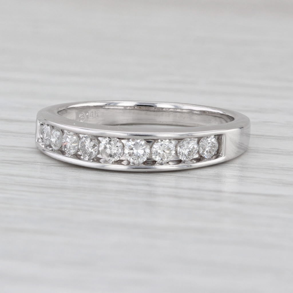 0.40ctw Diamond Wedding Band 14k White Gold Size 8.25 Stackable Anniversary